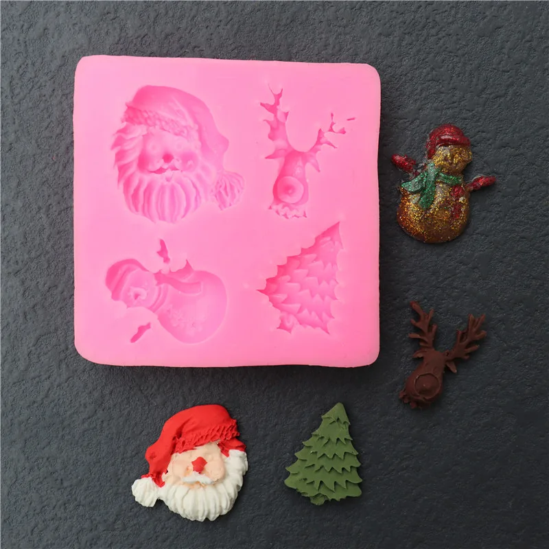 

Christmas Series Mold Old Man Elk Snowman Fondant Mousse Chocolate Cake Decoration Dessert Pastry Kitchen Baking Accessories