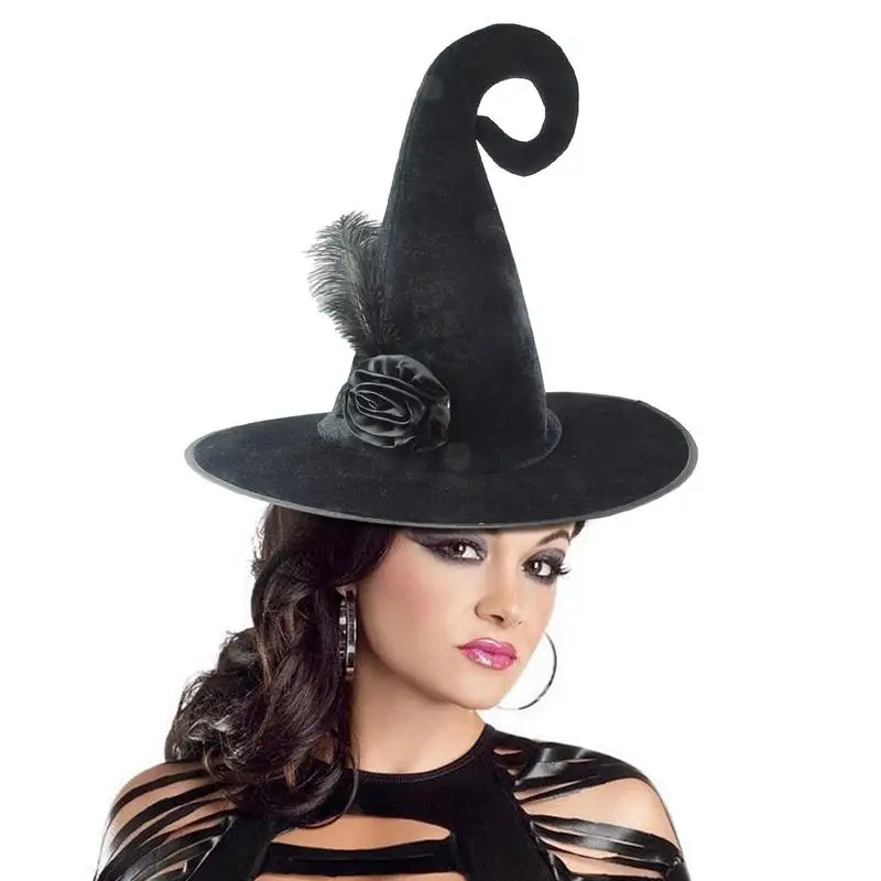 Wizard Hat Adult Rose Black Feather Halloween Women Wizard Hats Halloween Christmas Party Cosplay Bent Pointed Hat Witch Hats
Wizard Hat Adult Rose Black Feather Halloween Women Wizard Hats Halloween Christmas Party Cosplay Bent Pointed Hat Witch Hats