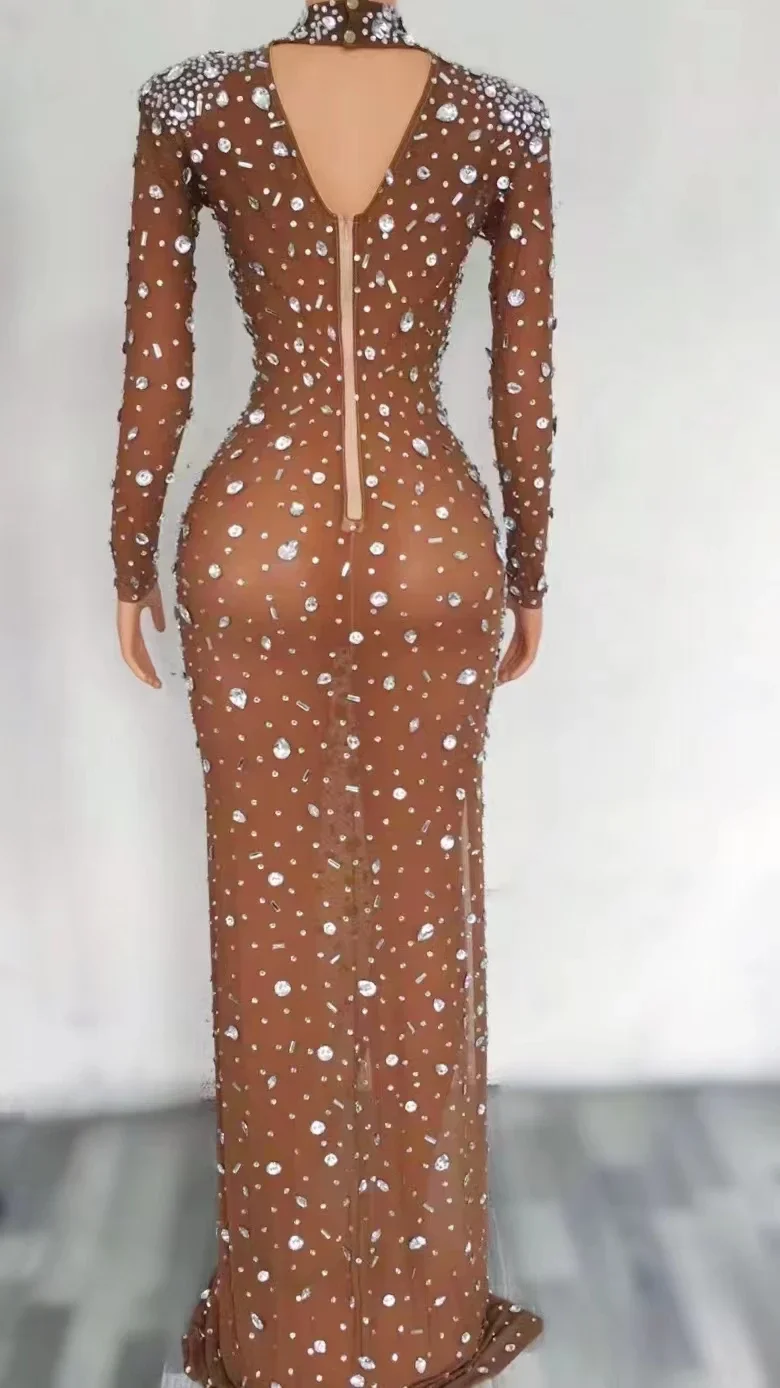 Sparkly Silver Big Rhinestone Transparent LongDress Evening Birthday Celebrate LuxuriousCostume Dancer Flashing Dress A156
Sparkly Silver Big Rhinestone Transparent LongDress Evening Birthday Celebrate LuxuriousCostume Dancer Flashing Dress A156