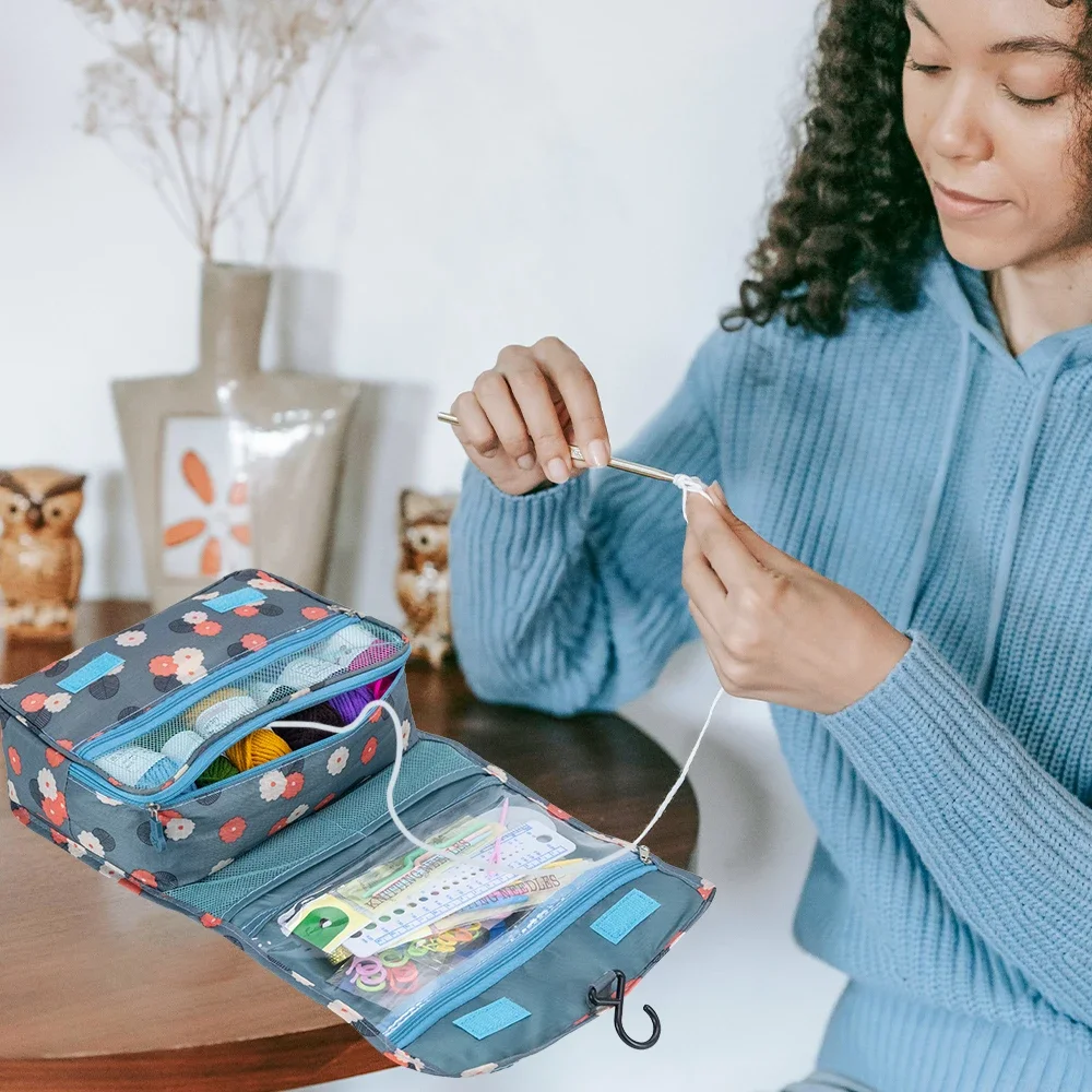 Professional Knitting Crochet Hook Set Ergonomic Handle with Large Eye Blunt Needles Stitch Markers Storage Bag DIY Knitting Kit Professional Knitting Crochet Hook Set Ergonomic Handle with Large Eye Blunt Needles Stitch Markers Storage Bag DIY Knitting Kit