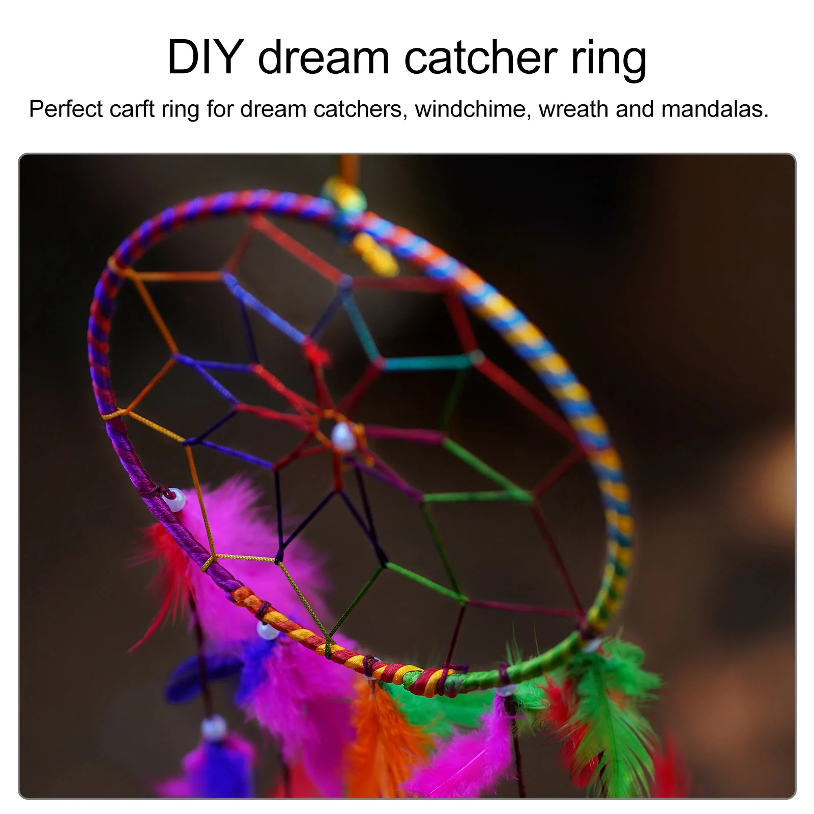 

Dream Catcher Ring Round Metal Circle Embroidery Hoop Wind Chime Hanging Dream Catcher Dreamcatcher DIY Craft Accessories