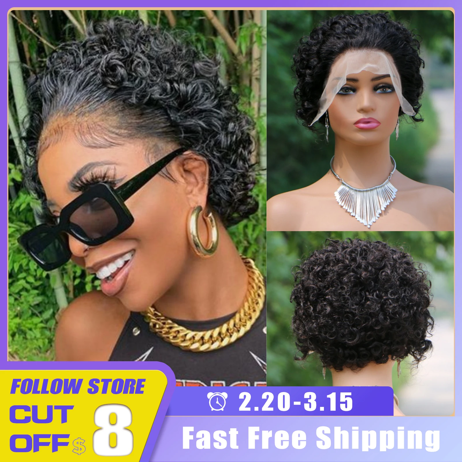 Short Pixie Cut Black Curly Human Lace Hair for Black Women Afro Brazilian Human Hair Natural Ginger Lace Front for Daily
Short Pixie Cut Black Curly Human Lace Hair for Black Women Afro Brazilian Human Hair Natural Ginger Lace Front for Daily