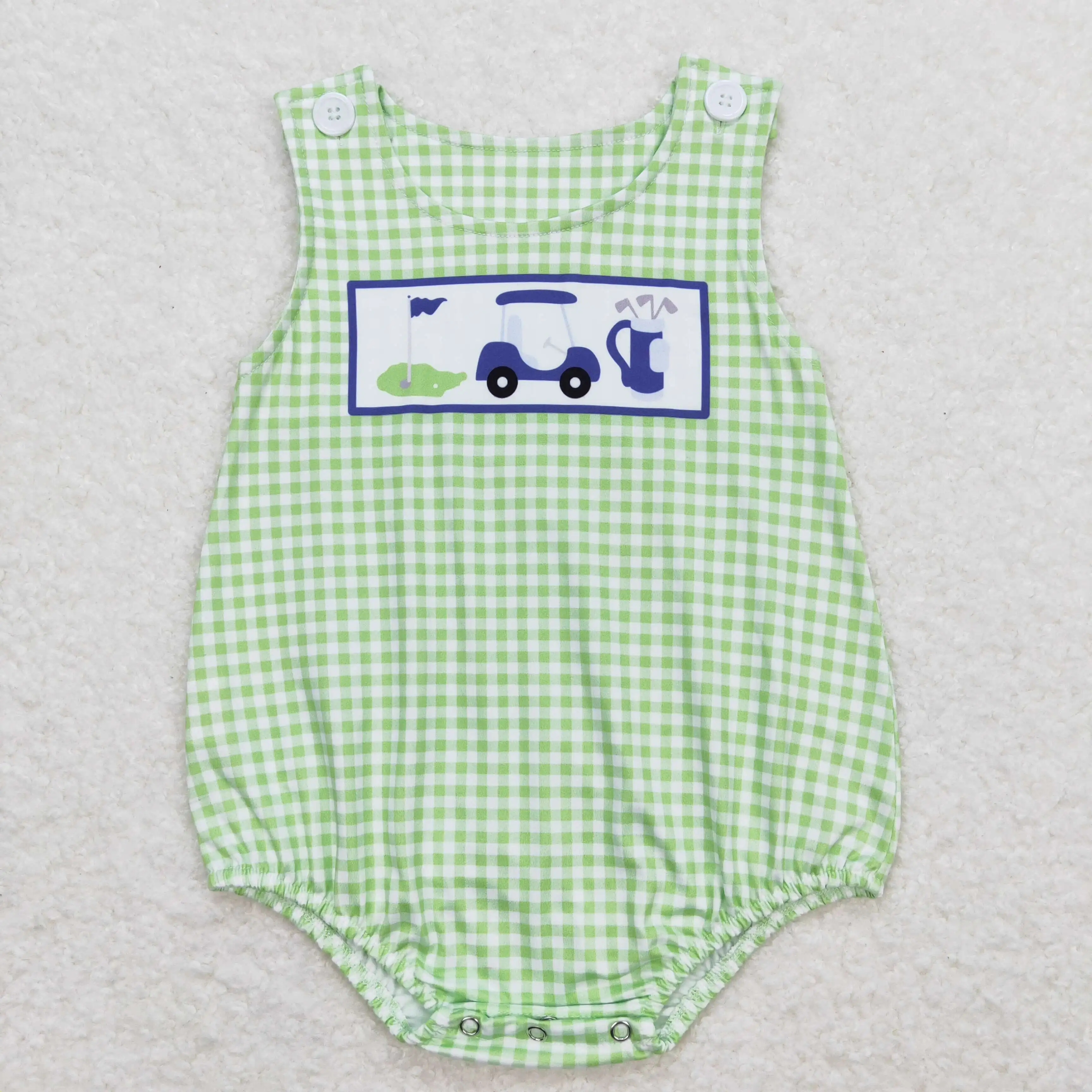 

SR1227 Baby Boys Summer Toddler Clothes Sleeveless Embroidery Print Kids Boutique Romper