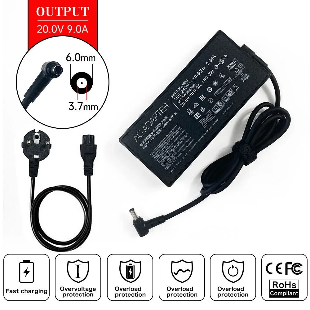 

20V 9A Laptop AC Adapter Charger for Asus TUF TUF FX506II H7112T FX566IH PX505GE FA506IH FX505GE FX766IU FX766 TUF506QE TUF566II