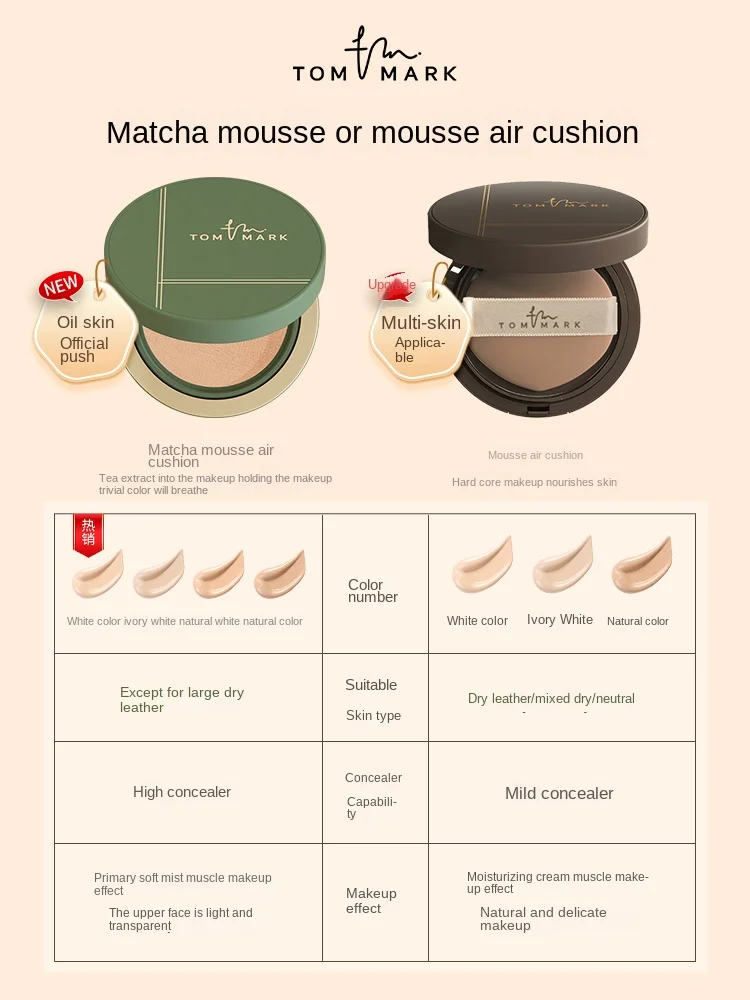 Matcha mousse air cushion foundation cream BB cream mixed with oily skin moisturizing concealer without taking off makeup
Matcha mousse air cushion foundation cream BB cream mixed with oily skin moisturizing concealer without taking off makeup