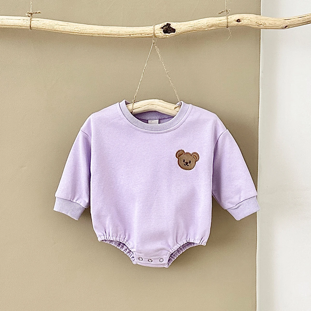 Baby Clothes Romper Long Sleeve Bear Sweatshirt Sweet Lavender Terry Cotton 0-2Y Newborn Boy Girl Bodysuits Infant Fall Winter 24 S320db756ba36442f9ee3e2de54a976eah