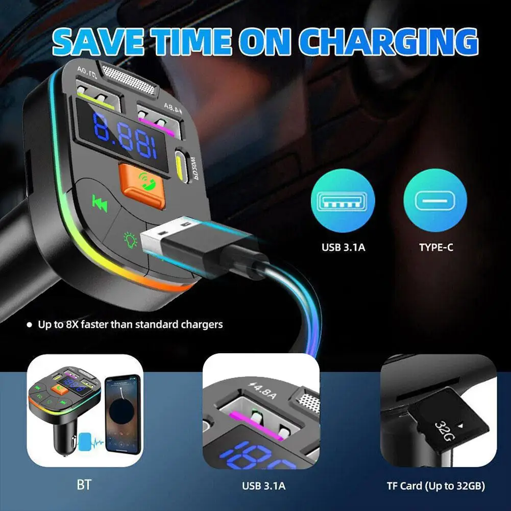 Автомобильный FM-передатчик, Автомобильный Bluetooth 5,0 FM-передатчик, MP3 модулятор, цветное зарядное устройство, плеер громкой связи H3N7
Автомобильный FM-передатчик, Автомобильный Bluetooth 5,0 FM-передатчик, MP3 модулятор, цветное зарядное устройство, плеер громкой связи H3N7