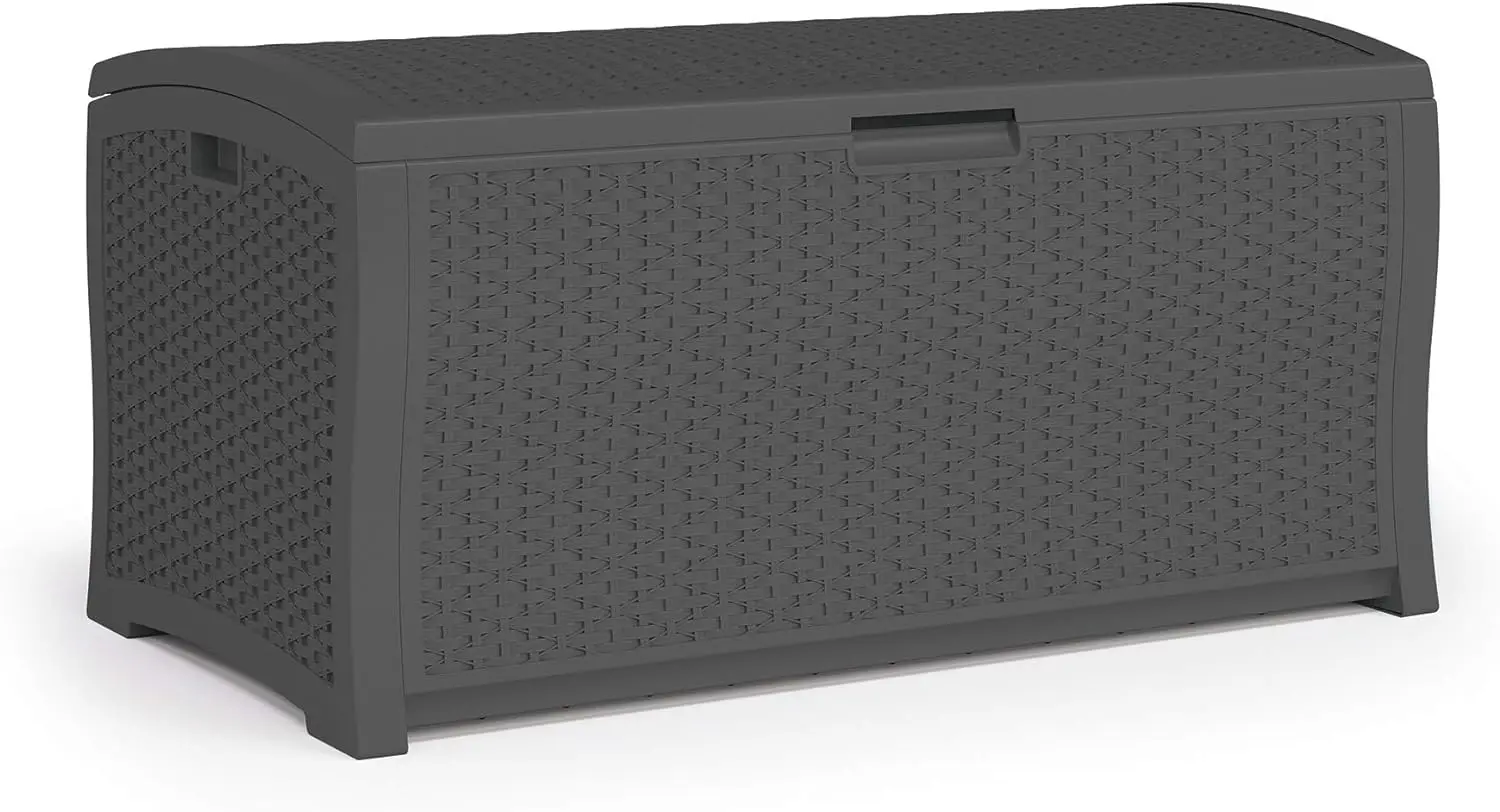 

Suncast 122-Gallon Extra Large Resin Wicker Outdoor Storage Deck Box, Peppercorn