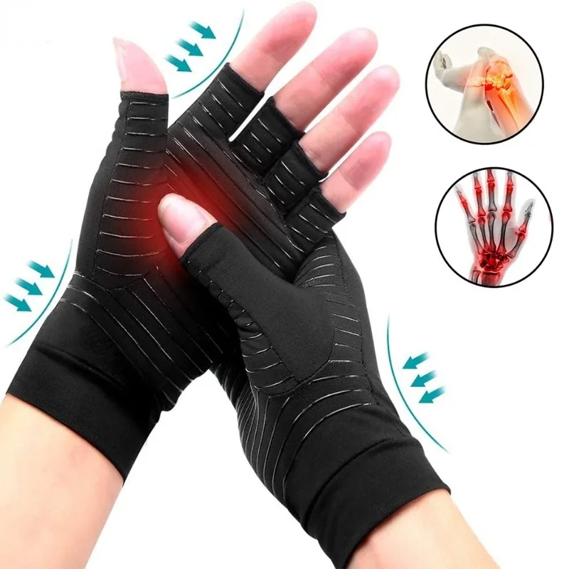 

Copper Compression Arthritis Gloves,Fingerless for Carpal Tunnel, RSI, Rheumatoid, Tendonitis, Hand Pain, Computer Typing, 1Pair