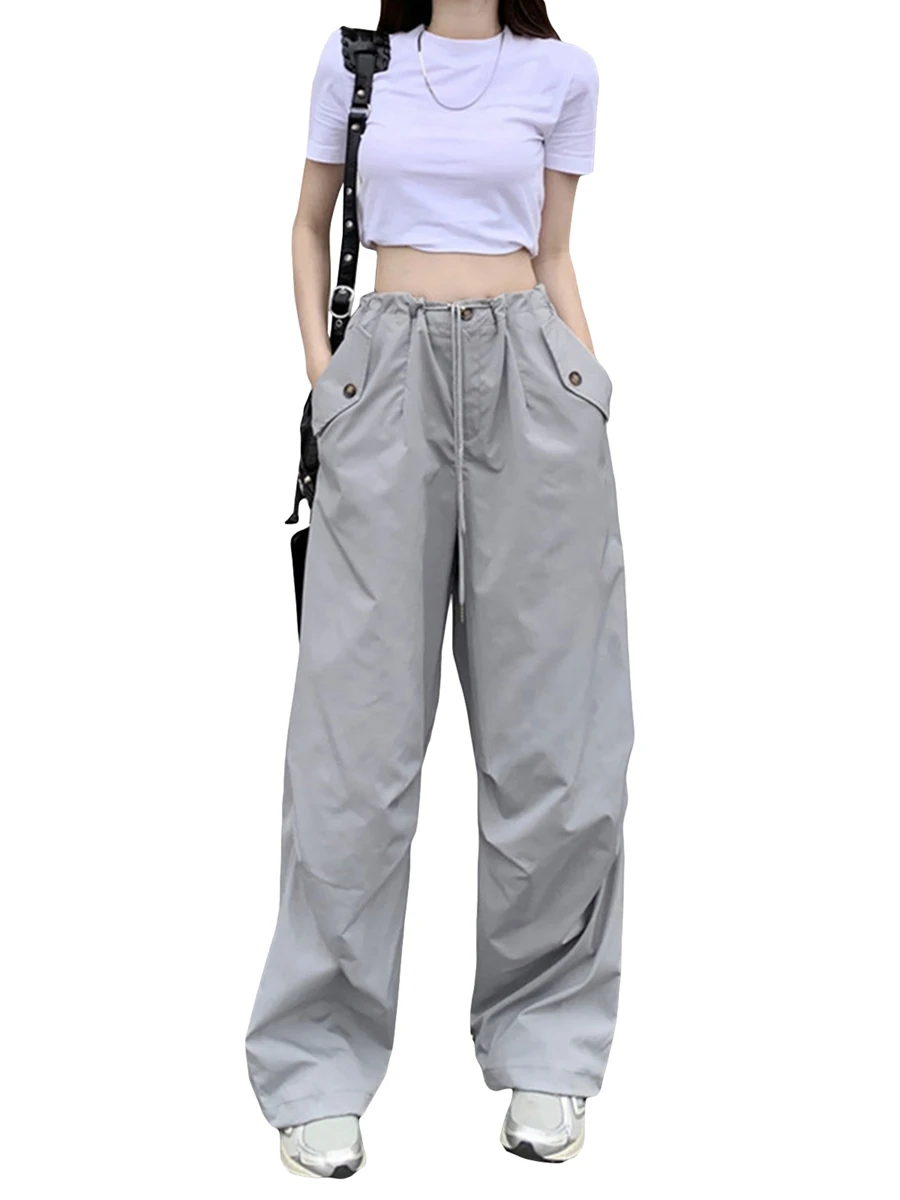 Women Baggy Cargo Sweatpants Solid Color Drawstring Straight Leg Joggers Pants Casual Trousers for Streetwear
Women Baggy Cargo Sweatpants Solid Color Drawstring Straight Leg Joggers Pants Casual Trousers for Streetwear