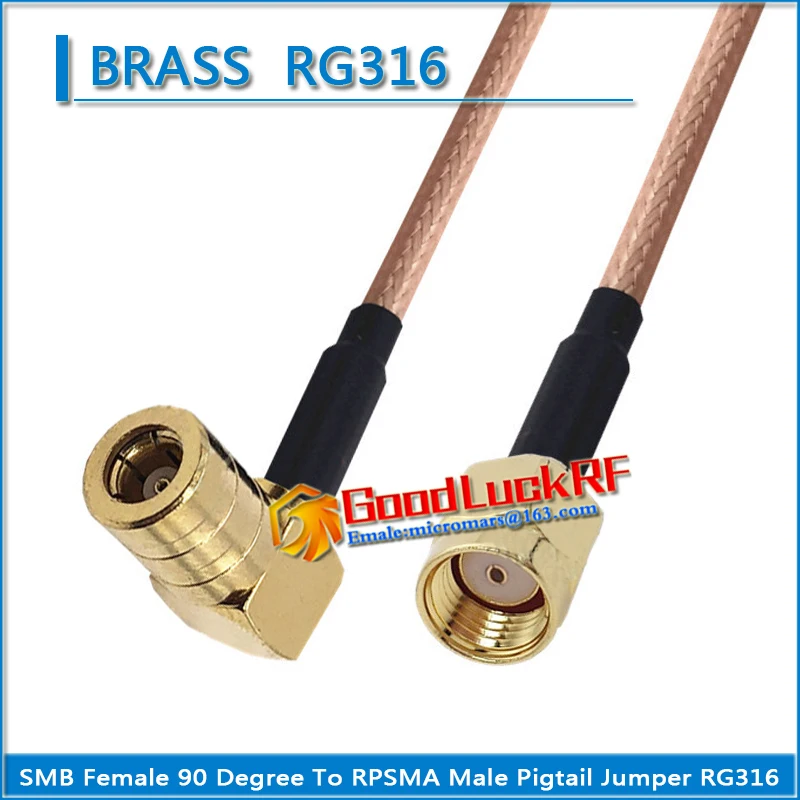 

1X Pcs High-quality SMB Female 90 Degree Right Angle to RPSMA RP-SMA RP SMA Male Plug Coaxial Type Pigtail Jumper RG316 Cable