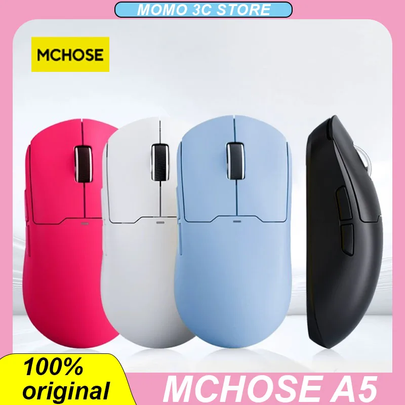 

Проводная мышь mchoose A5, 2,4 ГГц, Bluetooth, 3 режима, PAW3395, 4K, приемник, Киберспорт, легкая мышь, чип 52840, игровые аксессуары для ПК