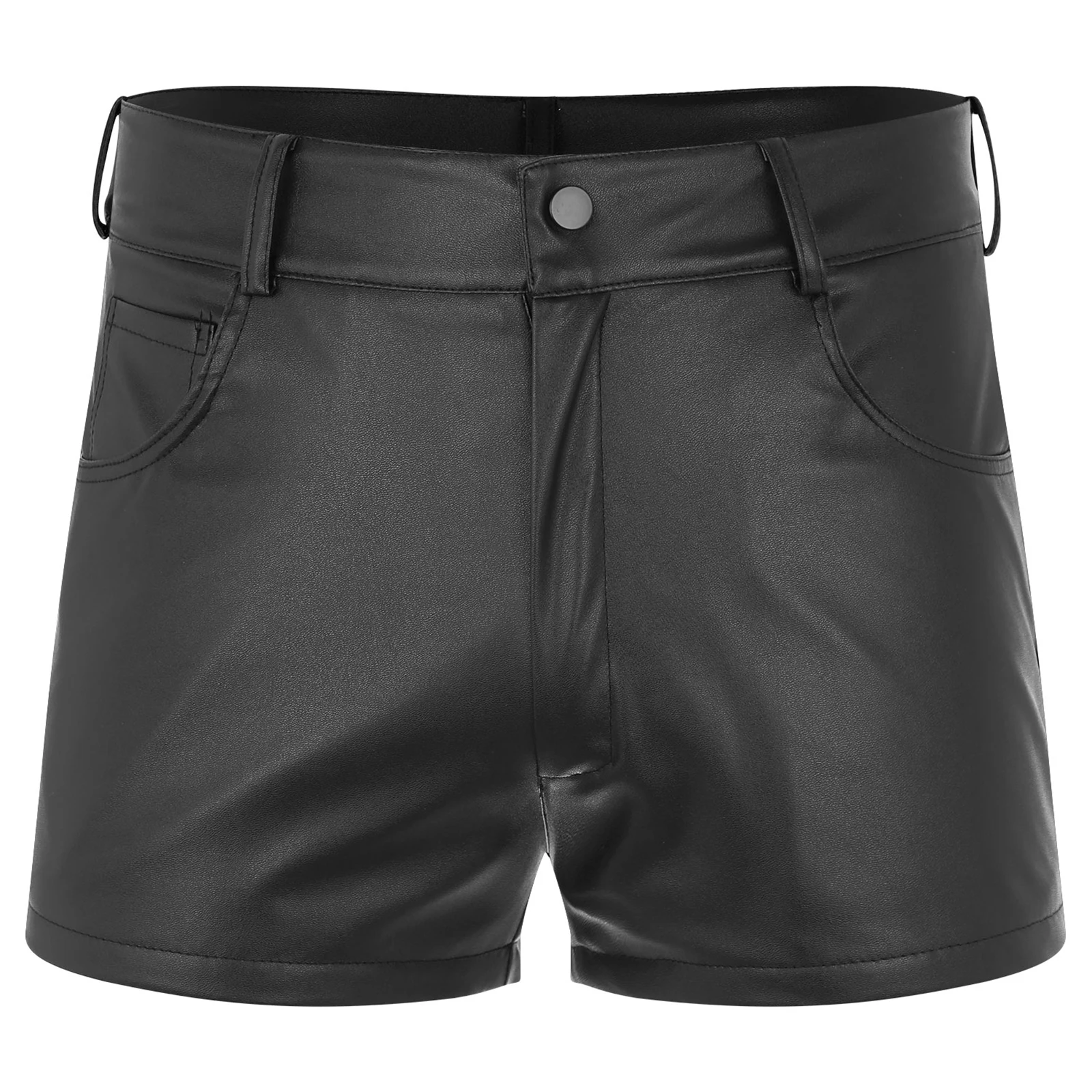 

Mens Fashion PU Shorts Rave Party Nightclub Hot Pants for Pole Dancing Stage Performance Rock Concert Music Festival Clubwear