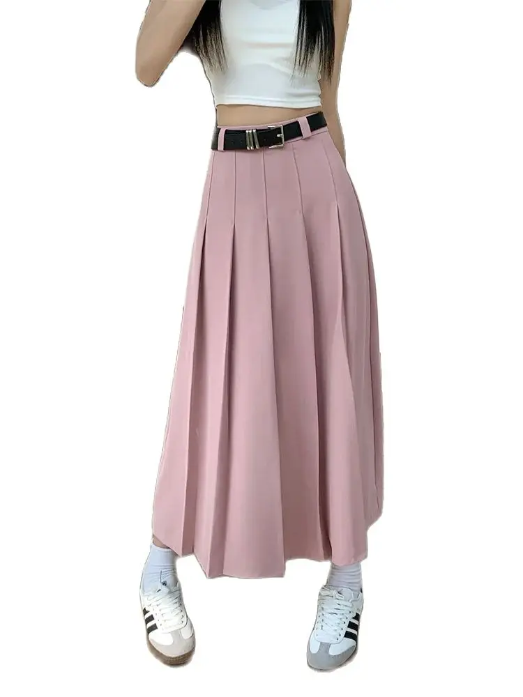 

Осенние вязаные юбки с оборками, женские модные однотонные трапециевидные юбки с высокой талией в стиле пэчворк, элегантные универсальные плиссированные юбки в Корейском стиле