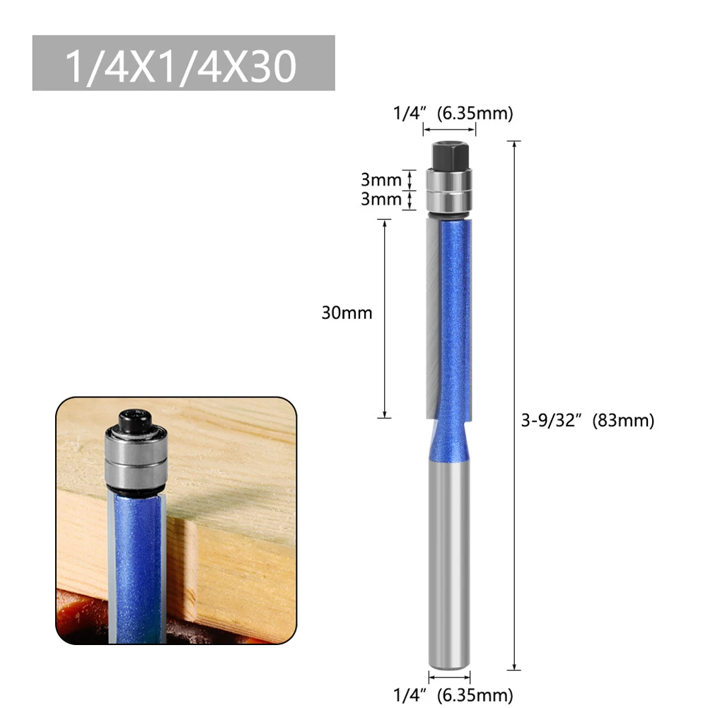 

Flush Trim Bit Router Bit 6.35mm Shank Double Bearing Woodworking Milling Cutter Carbide Cutter End Mill Tools Power Tools