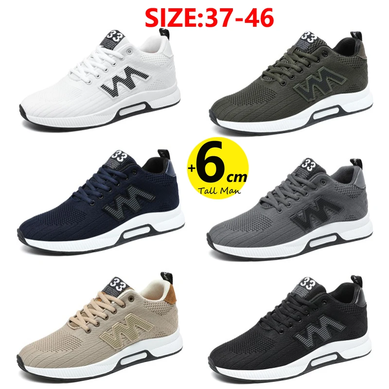 

Chunky Sneakers Men Elevator Lift Height Increase Insole 6cm Plus Size 37-46