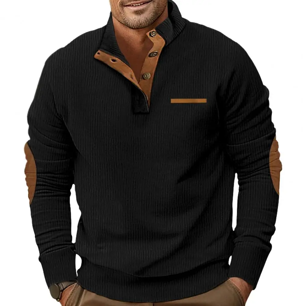 

Contrasting Color Corduroy Sweatshirt Men's Corduroy Stand Collar Sweatshirt with Contrast Color Pocket Tee Shirt 3d Patchwork