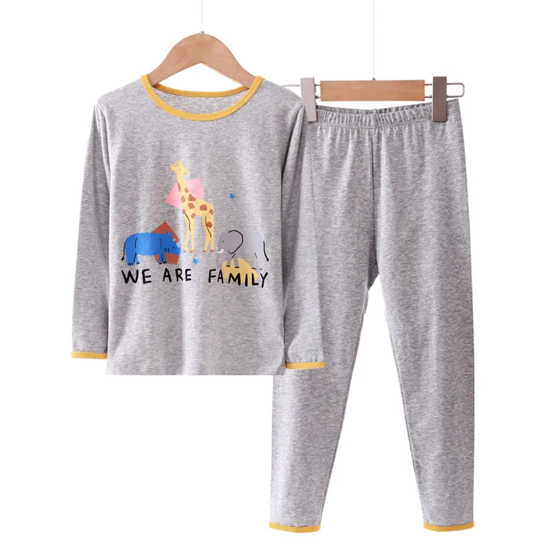 

2-14 Years Spring Autumn Kids Pyjamas 95% Cotton Cartoon Zebra Elephant Children Home Wear Boys Sleepwear Pajamas Sets