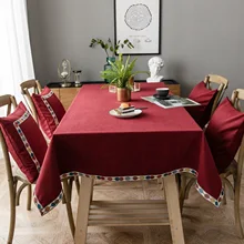 

Polyester Tablecloths, Waterproof Table Covers Pastoral And Fresh Red Dining Table Coffee Table Deco