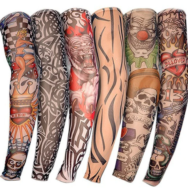 Manches de tatouage à impression 3D pour hommes et femmes, crème solaire VTT, protection UV, cyclisme en plein air, été, 6 ensembles 1