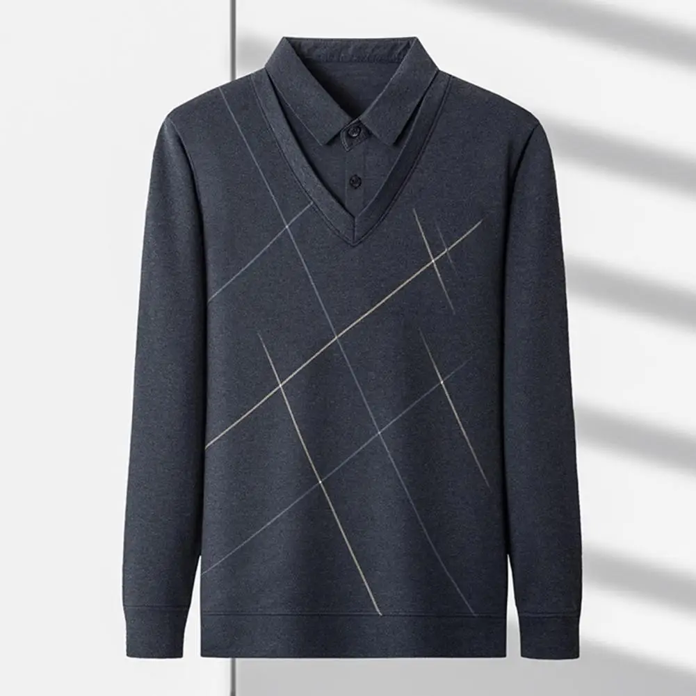Casual Long Sleeve Knitwear Mid-aged Men's Business Sweater with Patchwork Stripes Buttoned Lapel for Fall Winter Thick Warm
Casual Long Sleeve Knitwear Mid-aged Men's Business Sweater with Patchwork Stripes Buttoned Lapel for Fall Winter Thick Warm