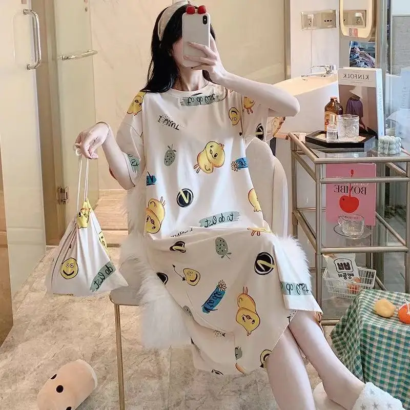 Cartoon Women Pajama Summer Sleepwear Home Clothes Cute Thin Short Sleeve Cartoon Loose Pajamas for Women Summer Lady Nightgown
Cartoon Women Pajama Summer Sleepwear Home Clothes Cute Thin Short Sleeve Cartoon Loose Pajamas for Women Summer Lady Nightgown