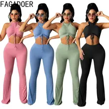 FAGADOER Sexy Lace Up Drawstring Sleeveeless Crop Top And Skinny Pants Two Piece Sets Women Casual Solid Matching Outfits 2022 
FAGADOER Sexy Lace Up Drawstring Sleeveeless Crop Top And Skinny Pants Two Piece Sets Women Casual Solid Matching Outfits 2022