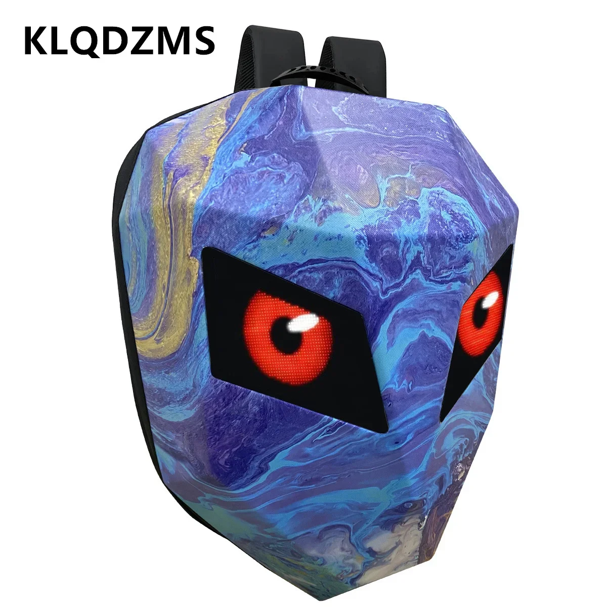 

KLQDZMS PC Backpack Men's Hard Shell Waterproof Cycling Schoolbag LED Light-emitting Helmet Shoulder Bag 15.6 Inch Laptop Bag