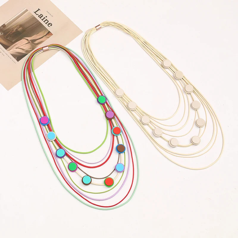 

Женские ожерелья ручной работы в богемном стиле, модные силиконовые резиновые цепочки для свитеров, повседневные мощные ожерелья, популярные аксессуары для одежды