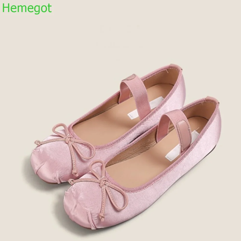 

Round Toe Butterfly Knot Ballet Shoes 2024 Spring New Casual Shallow Soft Sole Solid Color Fashion Women Flat Shoes