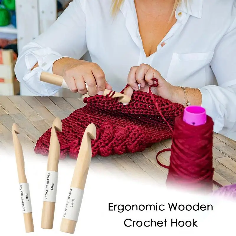 15 20 25mm Wooden Crochet Hook With Case Ergonomic Hand Knitted Yarn Sewing Knitting Needles Accessories DIY Craft Knit Tool
15 20 25mm Wooden Crochet Hook With Case Ergonomic Hand Knitted Yarn Sewing Knitting Needles Accessories DIY Craft Knit Tool