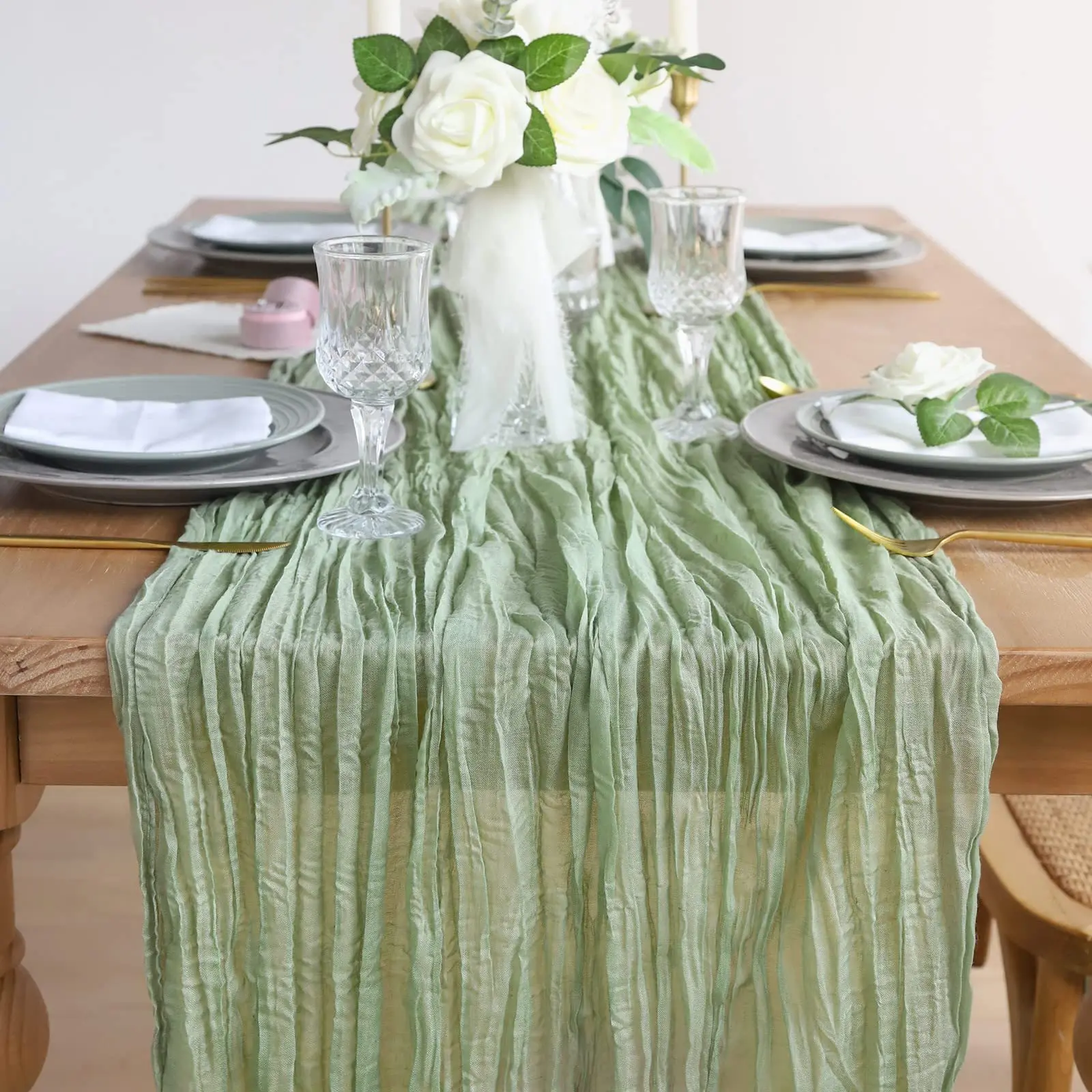 Semi-Sheer Gauze Table Runner Sage Cheesecloth Table Setting Dining Vintage Wedding Party Christmas Banquets Arches Cake Decor
Semi-Sheer Gauze Table Runner Sage Cheesecloth Table Setting Dining Vintage Wedding Party Christmas Banquets Arches Cake Decor