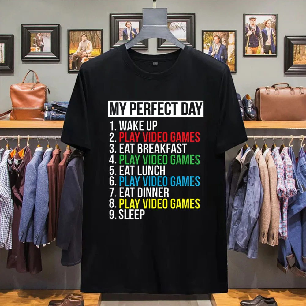 Men's fashionable cotton T-shirt. Funny my perfect day hot print pattern, summer youth personality short-sleeve shirt, blazer
Men's fashionable cotton T-shirt. Funny my perfect day hot print pattern, summer youth personality short-sleeve shirt, blazer