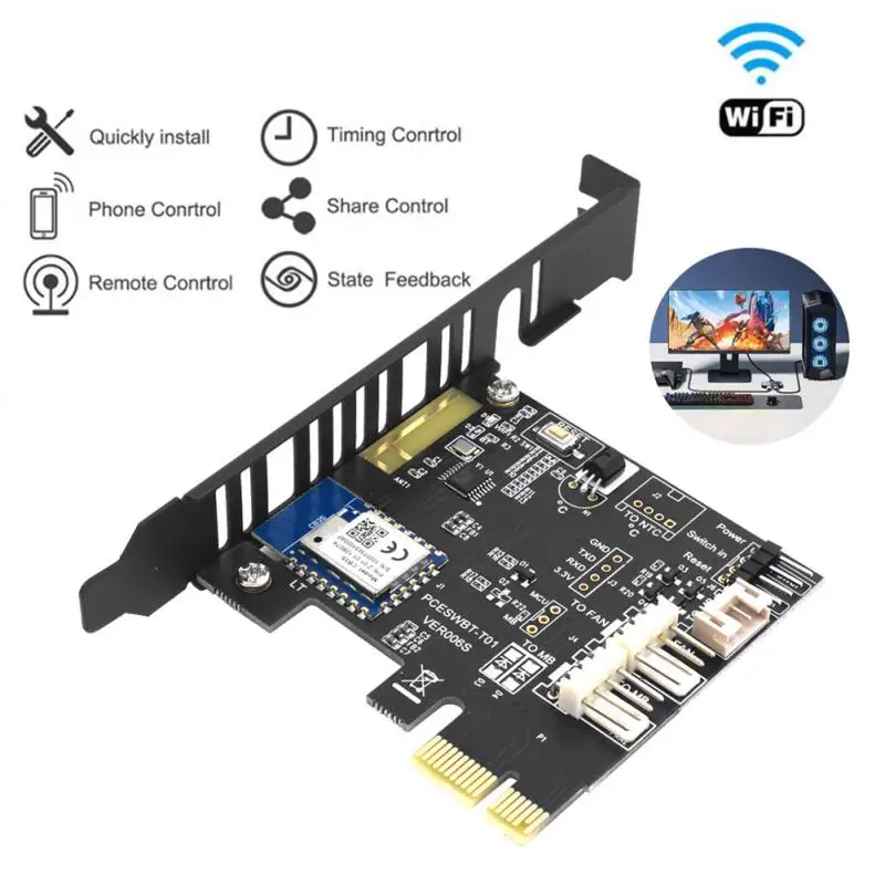 Переключатель переключения питания для ПК Tuya, Wi-Fi, 1X PCIE карта для удаленного управления через компьютерное приложение, поддержка Alexa Home
Переключатель переключения питания для ПК Tuya, Wi-Fi, 1X PCIE карта для удаленного управления через компьютерное приложение, поддержка Alexa Home