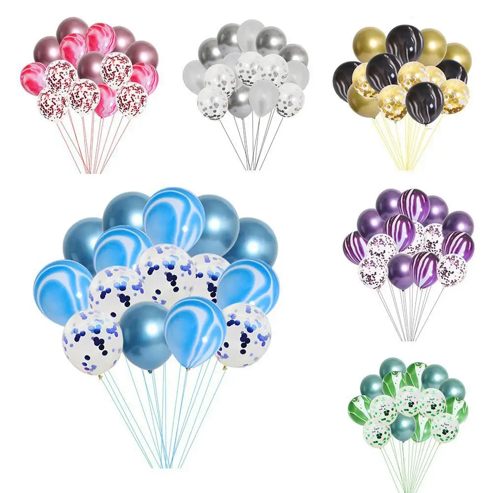 15pcs Latex Balloons Kit 12 Inch Agate Round Sequin Metal Balloons Small Set For Birthday Party Decoration
15pcs Latex Balloons Kit 12 Inch Agate Round Sequin Metal Balloons Small Set For Birthday Party Decoration