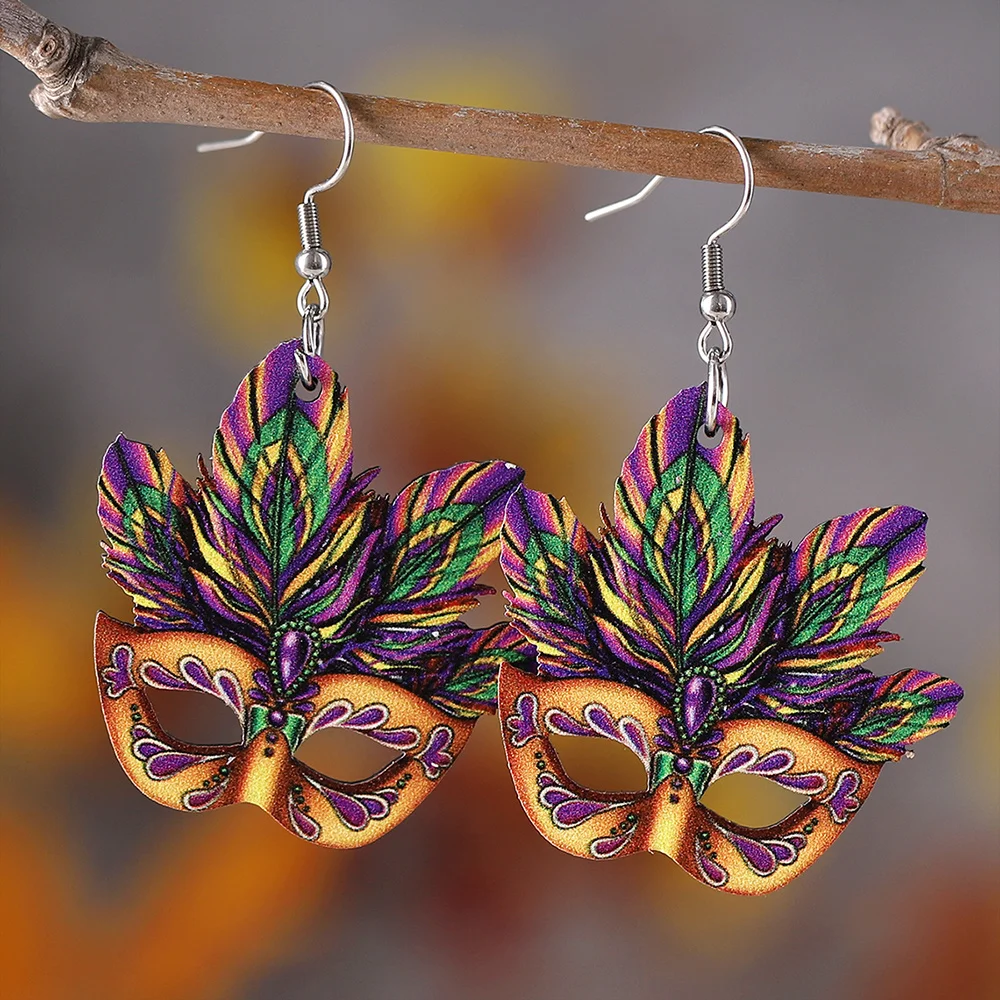 Mardi Gras Mask Design Dangle Earrings Party Cartoon Style Wooden Jewelry Carnival Female Ear Ornaments
Mardi Gras Mask Design Dangle Earrings Party Cartoon Style Wooden Jewelry Carnival Female Ear Ornaments