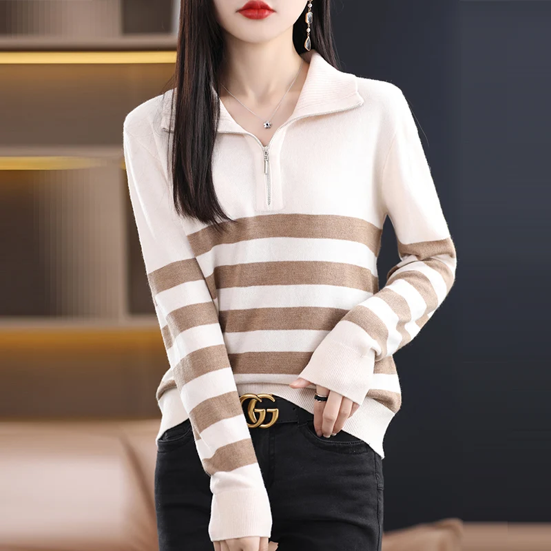 Women's loose wool sweater with knitted bottom in spring and autumn season lapel fashionable and versatile short pullover new
Women's loose wool sweater with knitted bottom in spring and autumn season lapel fashionable and versatile short pullover new