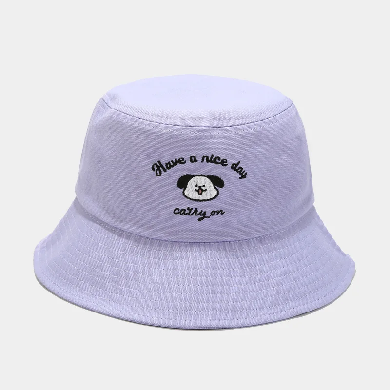 

Bucket Hat Women Summer Sun Beach UV Protection Dog Patter Wide Brim Cap Holiday Accessory For Teenager Outdoors