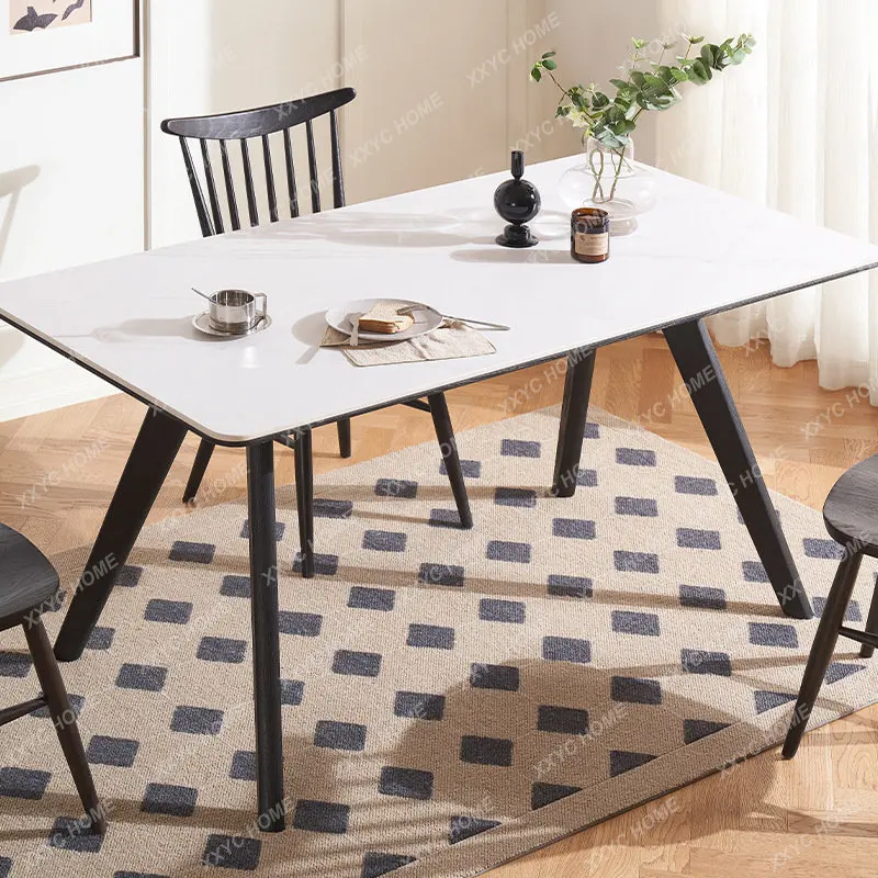 

Современная Минималистичная каменная тарелка, обеденный стол в стиле ретро, обеденный стол из массива дерева, обеденные столы и стулья для маленькой квартиры