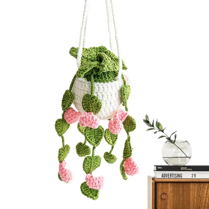 

Crochet Potted Plants Aesthetic Hanging Decor Handmade Knitted Gift For Home Table Decor Office Desk Accessories Car Gadgets