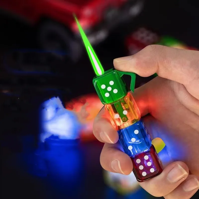 Creative Dice LED Flashing Lighter Refillable Butane Lighter Green Flame Windproof Acrylic Lighter Cigarette Accessories Gift
Creative Dice LED Flashing Lighter Refillable Butane Lighter Green Flame Windproof Acrylic Lighter Cigarette Accessories Gift