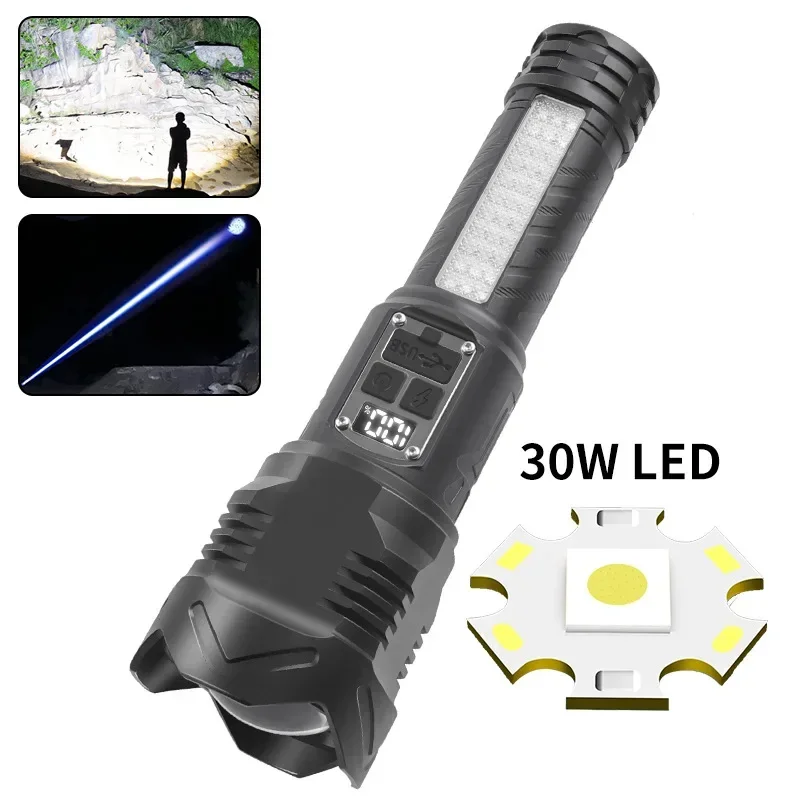 30W white laser strong light long-distance ABS flashlight supports outdoor lighting output with red and blue light flashlights
30W white laser strong light long-distance ABS flashlight supports outdoor lighting output with red and blue light flashlights