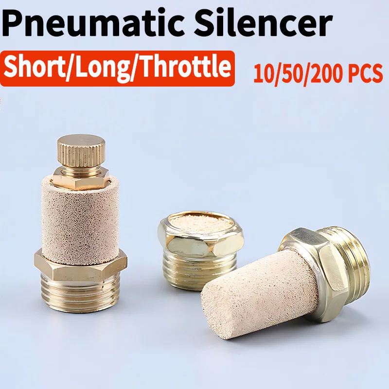 

10/50 PCS Pneumatic Brass Exhaust Muffler Filter,M5 1/8" 1/4" 3/8" 1/2"1/8" Male Thread Hex Sintered Silencer Air Line Fitting