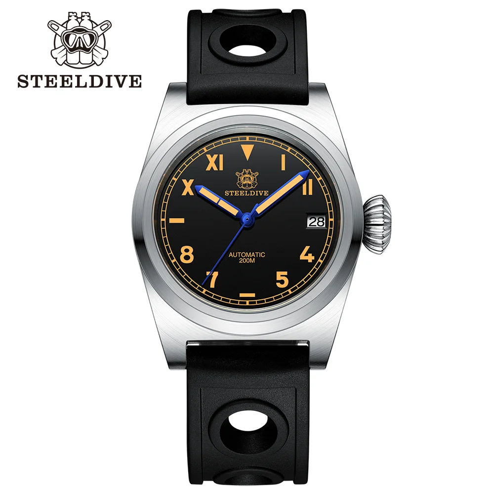 

STEELDIVE SD1904 Luxury Mechanical Watch 200M Waterproof Big Crown NH35 Movement Swiss C3 Luminous Professional Dive Wristwatch