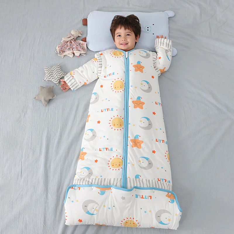 

Baby Sleeping Bag Detachable Sleeve Wearable Blanket Warm Infant Organic Toddler Sleepsack Bedding Antikick Quilt 0-12 Years Old