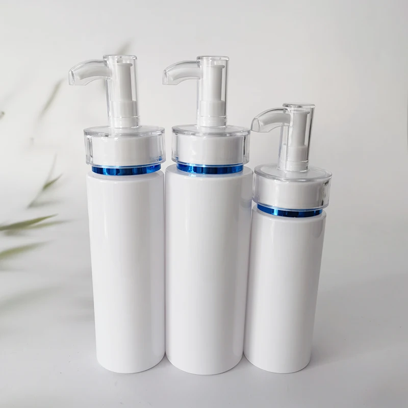 

Wholesale 100ml-500ml Empty Shampoo Lotion Bottle Body Wash Bottle PET White Bottle With Acrylic Pump For Hand Sanitizer
