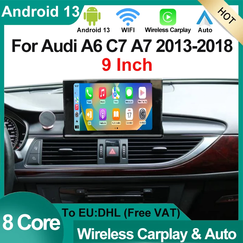 

9 Inch Android 13 Car GPS Navi Stereo For Audi A6 C7 A7 2012-2018 WIFI SIM BT Carplay Auto IPS Touch Screen Multiedia Player