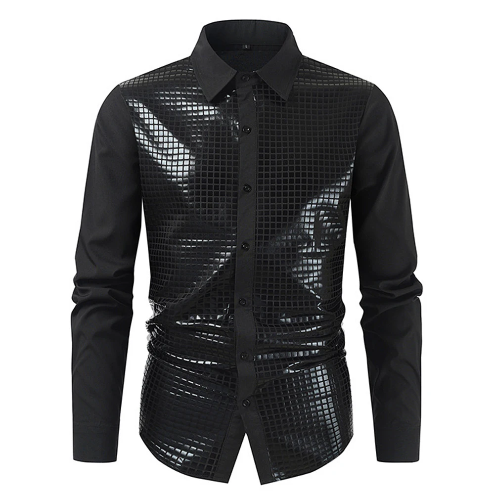 Mens Sequin Shirts Shiny Button Shirt Long Sleeve Nightclub Latin Dance T-Shirt Costume Chemise Homme Stage Performance Tee Male
Mens Sequin Shirts Shiny Button Shirt Long Sleeve Nightclub Latin Dance T-Shirt Costume Chemise Homme Stage Performance Tee Male