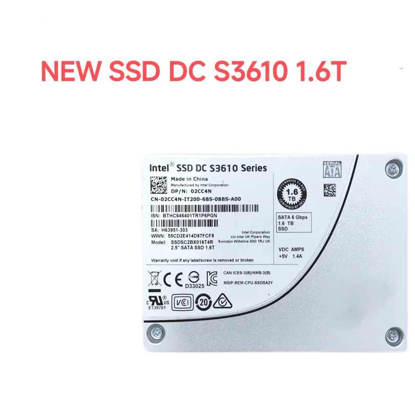 

New Original For Intel SSD DC S3610 1.6T SSDSC2BX016T4R 2.5 Inch SATA Solid State Drive 6Gb/s For DELL Version