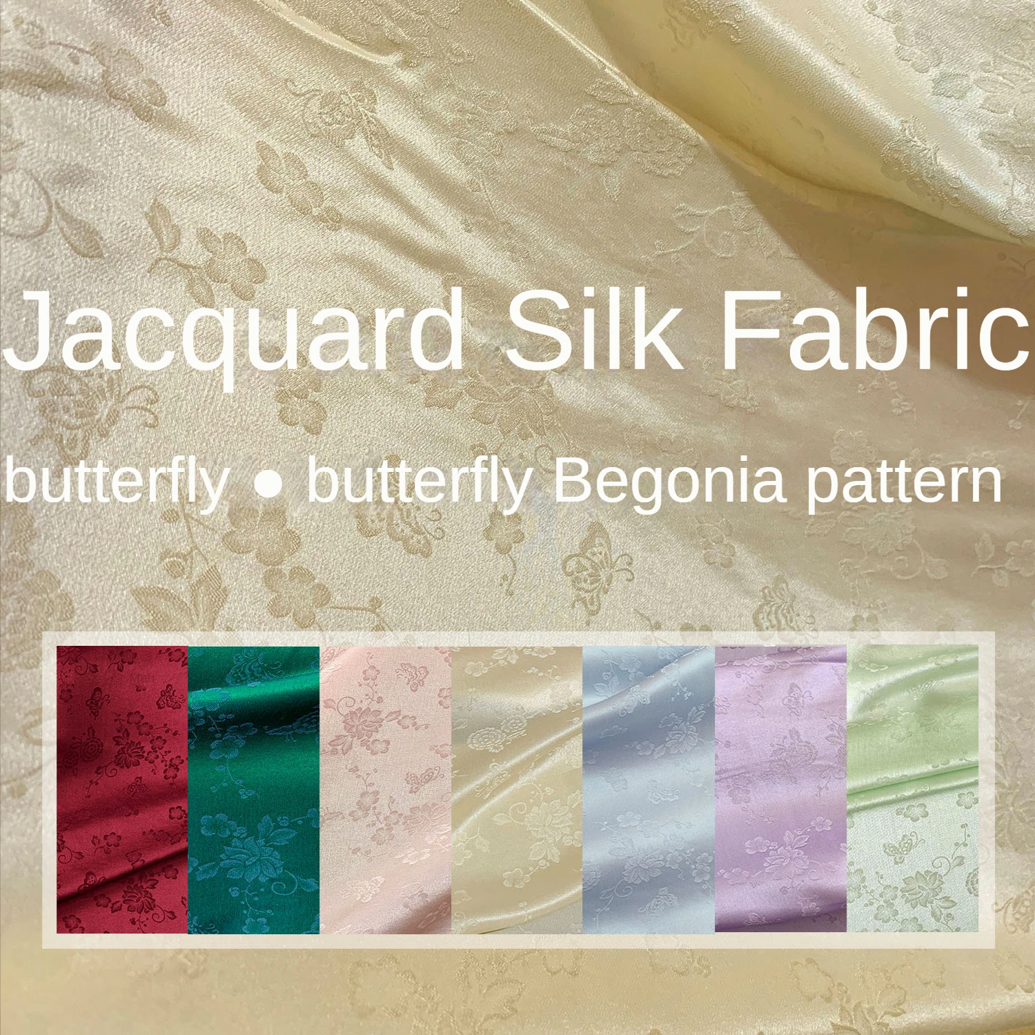 Butterfly Jacquard Silk Fabric Mulberry Crepe By The Meter for Cheongsam Dresses Hanfu Diy Sewing Thin Cloth Summer Silky Drape
Butterfly Jacquard Silk Fabric Mulberry Crepe By The Meter for Cheongsam Dresses Hanfu Diy Sewing Thin Cloth Summer Silky Drape